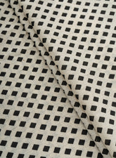 Cotton Flex Off-White Color With Black Geometrical Pattern Discharge Print Fabric